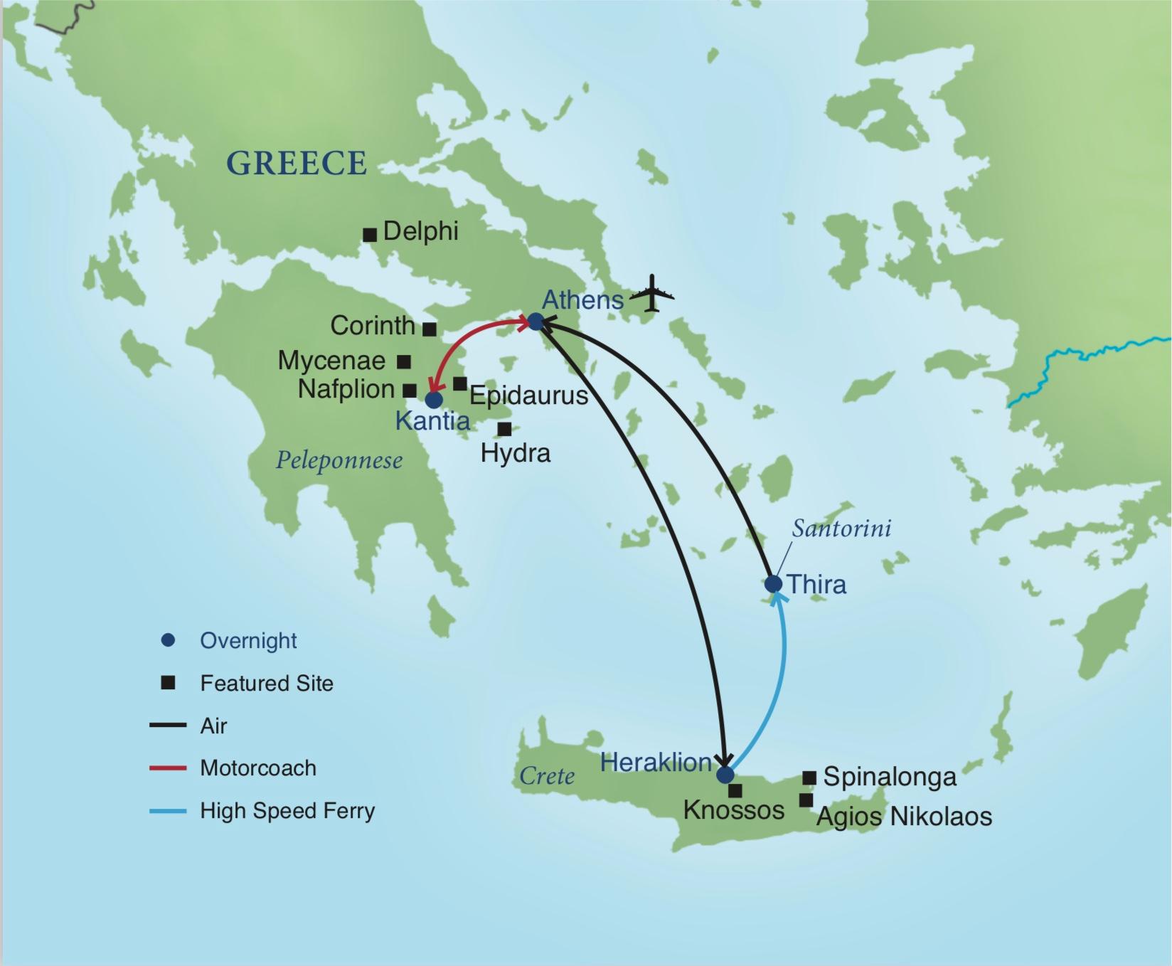 Map Of Greek Ferry Routes