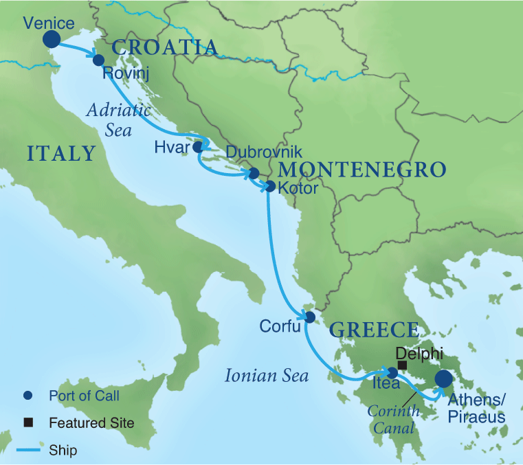 Map - Cruising the Dalmatian Coast and the Ionian Sea