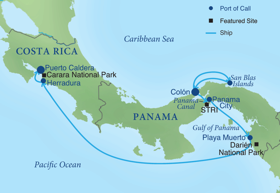 Map - Panama and Costa Rica by Sea: The Natural Wonders of Central America